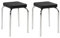 Home4You Sitzhocker 2er Set - Stapelbar - Belastbar bis 90 kg - 36x47x36 cm - Schwarz - Chromfarben - Metall - Kunstleder - Metallhocker Stapelhocker Küchenhocker