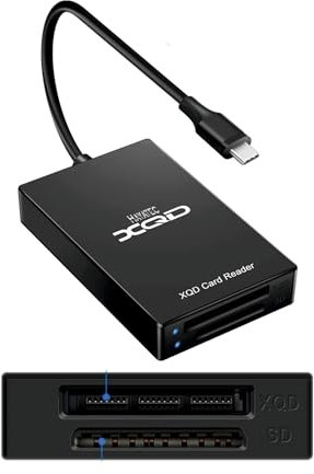 HAYATEC XQD TYPE C Card Reader, SDXC Memory Card Reader High-Speed USB-C 3.0, Dual Slots, Compatible with Sony G/M Series, SDHC, Windows, Mac OS, Chrome OS, Linux, For Lexar Mark XQD Card Adapter