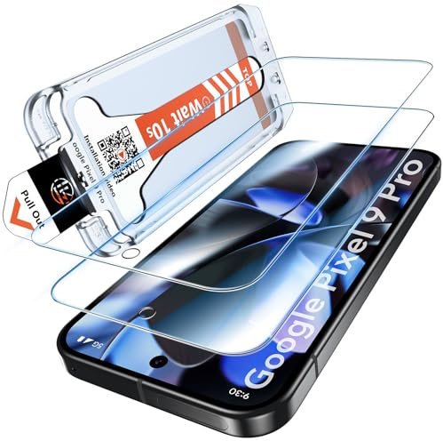 LK pour Verre Trempé Google Pixel 9 Pro, Ensemble de 2 protecteurs d'écran en verre trempé HD + 1 outil d'installation sans poussière, Écran HD, Anti-rayures, Installation facile
