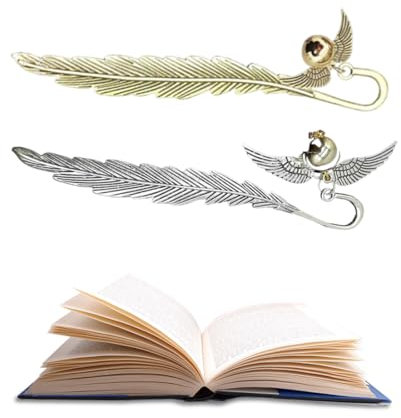 QEDBOJE 2Pcs Harry Lesezeichen, Geschenk für Kinder, Lehrerinnen, Damen, Teenager, Mädchen, Leseratten, Geburtstagsgeschenk (Goldener Schnatz)