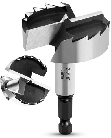 NICAVKIT Professional Forstnerbohrer 65mm für Holz,65mm Forstner bohrer Bit Holz Lochschneider mit Sechskantschaft, Holzbohrer Topfbohrer Kunstbohrer für Holzs