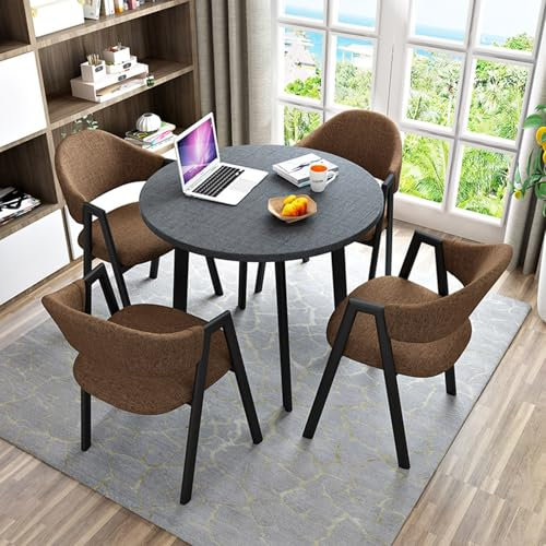 Modernes Esstisch-Set mit Stühlen, platzsparende Möbel für Wohnzimmer und Küche, Empfangstisch und Stuhl, Kombination für Geschäftsverhandlungen, Essgruppe (Dunkelbraun Grau)