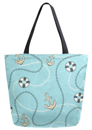 Badetasche Anker-Design Handtasche Stylische Shopper Tasche Leicht Umhängetasche Für Sport Strand Picknick