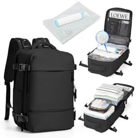 SZLX Sac à Dos Sous Vide Bagage à Main Pour Femmes, Sac à Dos Airbag Avec Système De Vide Pour Le Voyage, Ryanair Travel Ruscksack Taille Cabine Avec Pompe étanche Valise Sous Vide Pour Homme