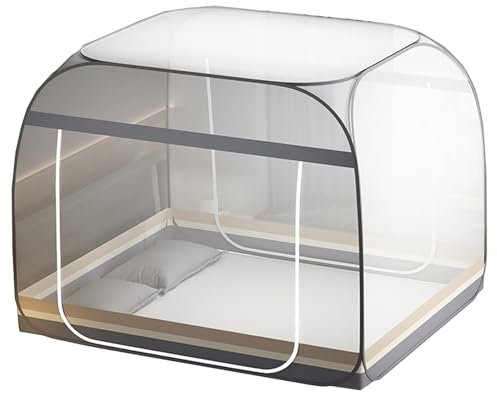 PYCJNFC Mosquitera para Cama, toldo Plegable con Fondo de Red Completamente Cerrado, toldo autoportante para Acampar, Color café, 150 x 200 cm