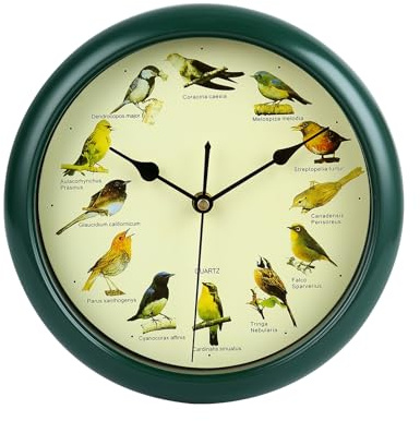 Ergocar Gesangs Vogel Wanduhr Zwölf Vogel Singen Batterieantrieb (33,02 cm) 13 Zoll