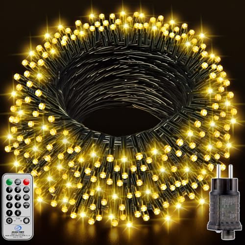 LED Lichterkette Außen Strom warmweiß - 15M + 5M 150 LED Lichterketten Weihnachtsbaum Beleuchtung Innen Mit Timer/Stecker/Fernbedienung/8 Modi, Christmas Tree Lights Outdoor Für Balkon Garten Party