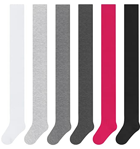 L&K-II 6 paia di Collant per Bambina, Collant per Ragazza, Collant per Neonata per Ragazze con Motivo a Fiori, Punti e Strisce, 6 Pezzi nel Set 27257, 134-140