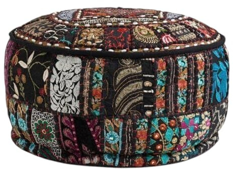 Arprani Ottoman Pouf Cover Dekorative Patchwork Bequeme Ottomane Ethno Baumwolle Kissen Sitzsack Designs Boden Bestickt Pouf Bezug