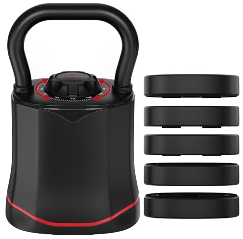 HXD-ERGO Verstellbare Kettlebell 6-in-1 (3–18 kg), Schnellwechsel-Gewicht, Breiter Griff, Kompakte Kugelhantel für Zuhause & Home Gym Training (Schwarz und Rot)