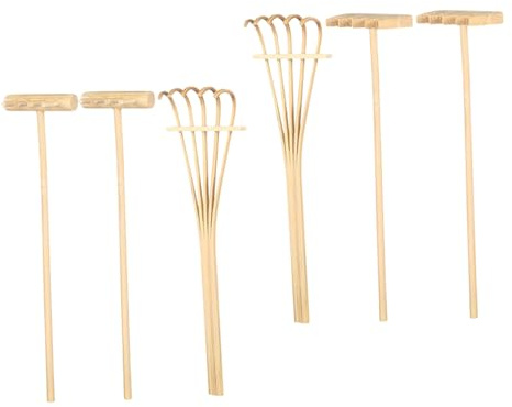 POPETPOP 6 Pièces Kit Mini Râteaux Bambou pour Jardin de Sable Accessoires Zen pour Table de Sable Outils de Décor Créatif pour Maison et Bureau