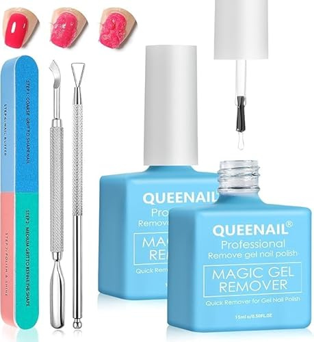 2 Pcs Gel Nail Polish Remover,Quickily Removes Gels Nail Polish Within 2-5 Minutes,Fast Gel Polish Remover,Quick Removal No Need for Foil,Soaking or Wrapping,Gentle on Nails,15ML