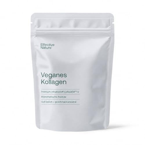 Effective Nature Veganes Kollagen Pulver mit CollaGEM™-V – Hochwertige Kollagen-Alternative aus Reis & Erbse – Kleine Peptide, hohe Bioverfügbarkeit – Geschmacksneutral - 150 g