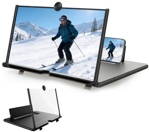 16 Zoll Bildschirmlupe für Handy, 3D HD Handy vergrößerungs Bildschirm, Handy Bildschirmlupe Faltbarer, bildschirmlupe für Smartphones, für das Ansehen von Filmvideos auf Alle Smartphone