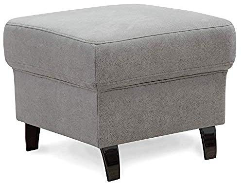 Cavadore Hocker Ammerland, Polsterhocker, Fußbank für Wohnzimmer passend zur Wohnlandschaft Ammerland, 58 x 48 x 58, lederoptik hellgrau