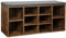 VASAGLE Banc à Chaussures, Banc de Rangement avec Coussin Rembourré, 10 Compartiments, Étagères Réglables, pour Salon, Couloir, 30 x 104 x 48 cm, Marron Rsutique et Gris LHS10XB