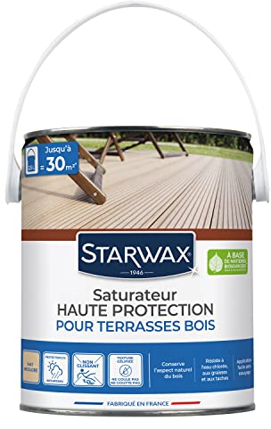 STARWAX - Saturateur Haute Protection - Pour Terrasses et Bois Extérieurs Incolore - Protège - Nourrit en Profondeur - Empêche le Dessèchement - Fabriqué en France - 2,5L - 1l = 10 à 12m²