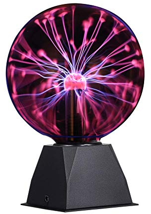 DELIPOP 6 Pouces Boule de Plasma Magique, Lumière de Boule de Plasma Sensible au Son et au Toucher, Boule Electricité Statique pour Décorations Chambre, Fête de Famille, Veilleuse Rouge, Verre