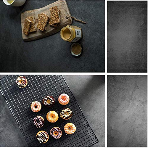 Selens 56 x 89 cm 2-in-1 Food Photography Backdrop Background | Black Cement Texture Photo Studio for Flat Lay Product Props Jewelry Cosmetics Video Shooting Vlog, Double Sided Pattern
