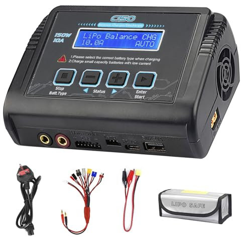 LiPo Charger,150W 10A AC/DC for Battery Balance Charger Discharger Li-ion/Life/NiCd/NiMH/LiHV/PB/Smart Battery(Battery Charger Adapter)