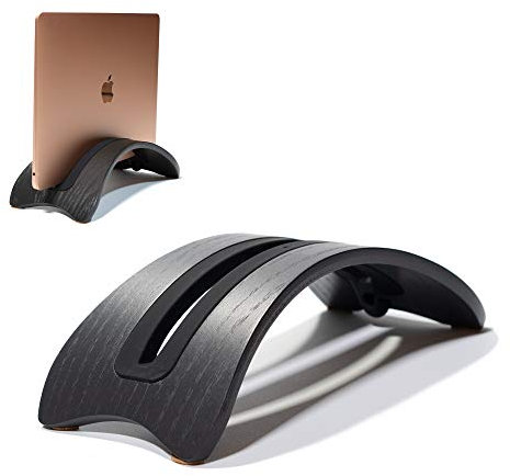Vrtcal Vertical wooden laptop stand for MacBook M4, M3, M2 and M1 (Black)