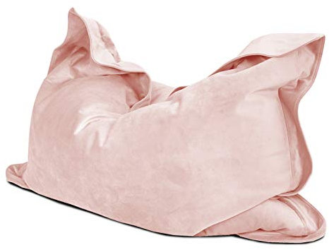 rucomfy Beanbags Extra Large Luxurious Velvet Squashy Squarbie Bean Bag. Use as Cushion, Chair or Lounger. 160 x 120cm (Pink)