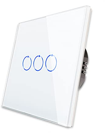 CNBINGO Touch Lichtschalter unterputz - Wandschalter dreifach in Weiß - Haptische Oberfläche - Berührungsschalter mit Glas Panel und Status-LED - 500W/Fach