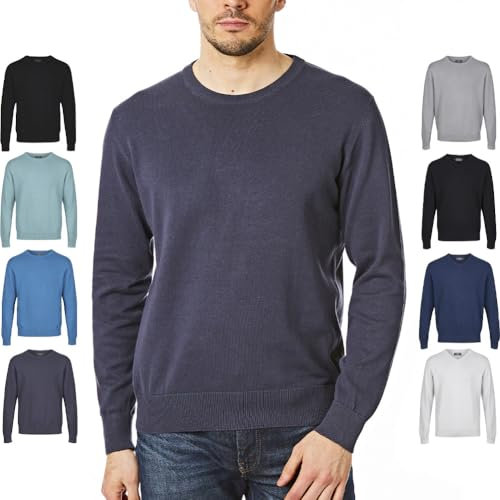 Castle Point CSPKNT003 Men's Cotton Jumper Pullover Sweater, Crew Neck, Navy, S