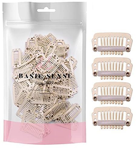 BasicSense 60 Stück Haarverlängerungen Starke Metall Snap Zähne Clips Haarteil DIY Clip Klein Blond