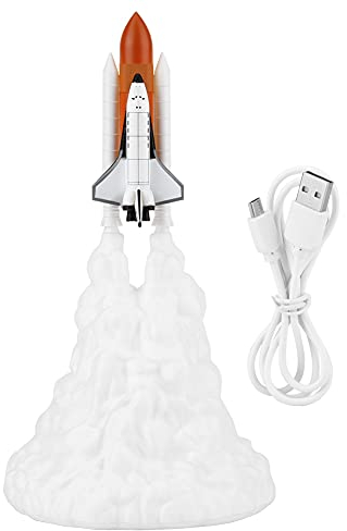 EVTSCAN 3D Print Rocket Lampe, Space Shuttle Lampe Nachtlicht, mit USB wiederaufladbar für Rocket Lovers LED Kinder Nachtlicht Room Decor(Type A: L 28CM)