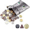 120 STÜCKE Metallmünzen Gold Silber und Kupfer & Drachen leuchtende Augen Ledertasche, gefälschte Münzen für DND, Fantasy-Münzen für Spielmarken, RPG-Spielzubehör für Brettspiele, Dungeons und Drachen