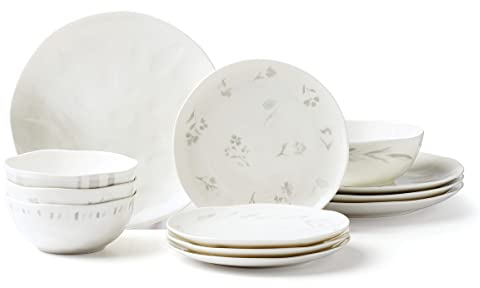 Lenox 894223 Oyster Bay - Vajilla de 12 piezas, porcelana, color blanco