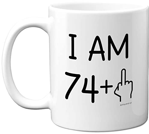 Stuff4 - Cadeaux d'anniversaire pour homme et femme - Mug fantaisie grossier avec doigt d'honneur - Cadeau d'anniversaire parfait - Mug humoristique pour 75 ans - Tasse à café en céramique de 325 ml