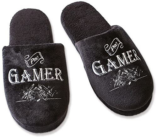 Ultimate Gift for Man Pantuflas Gamer, Hombre, Black, 44 EU