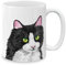 MUGBREW Tazza da tè in ceramica con ritratto di gatto bianco nero smoking