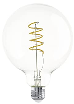 EGLO E27 Lampe, Spiral LED Glühbirne Globe, Vintage Leuchtmittel für Retro Beleuchtung, 4,5 Watt (entspricht 35 Watt), 400 Lumen, warmweiß, 2700 K, Edison Birne G125, Ø 12,5 cm