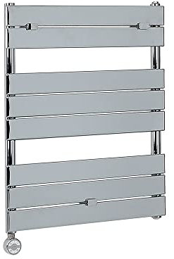 Milano Lustro 400W Chrome Flat Panel Electric Heated Towel Rail Thermostatic - 840mm x 600mm