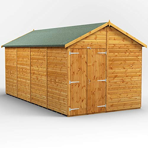 Powersheds High Grade Premium Apex Wooden Shed with Double Door, Security Features, Door Flexibility, made from Extra Thick Timber (Windowless)