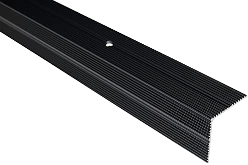 Effector Treppenkantenprofil zum Schrauben, 90 cm, 35x35 mm, Schwarz, Aluminium Bodenübergangsprofil, Übergangsleiste, Treppenschutzprofil, Treppenkantenschutz