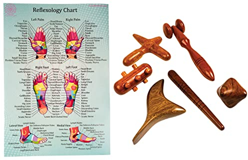 CCcollections Ensembles d'outils de Massage avec tableau pour professionnels, Massage des pieds et des mains, bâton en bois, réflexologie (Set G)