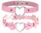 MILAKOO Gothic PU Leder Punk Choker Herz Ring Blume Halskette für Frauen 2PCS，Rosa