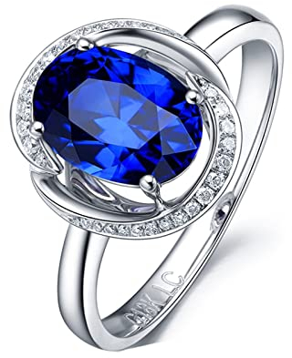 Ringe Weissgold, Bestfriend Rings 18 Karat (750) mit 2,1ct Blau Ovalschliff Tansanit Größe 45 (14,3)