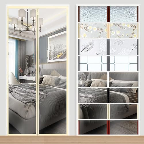 Türvorhang thermo kälteschutz filz wärmeschutzvorhang tür mit kräuselband magnet thermovorhang kälteschutz hitzeschutz haustür für türen Balkontür Wohnzimmer 80x225cm Beige transparent