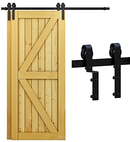 WOLFBIRD Bypass - Porta scorrevole a doppia porta in legno, 173 cm, set completo, colore: Nero