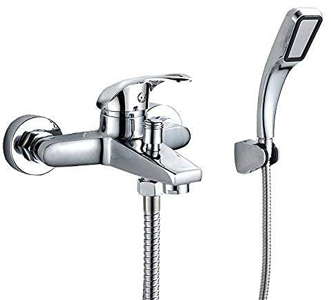 Wasserhähne, alle nehmen einen Duschhahn, Badewannen-Wasserhahn in die Wand, alle nehmen Wasser herunter, dreifaches heißes und kaltes Mischen (A)