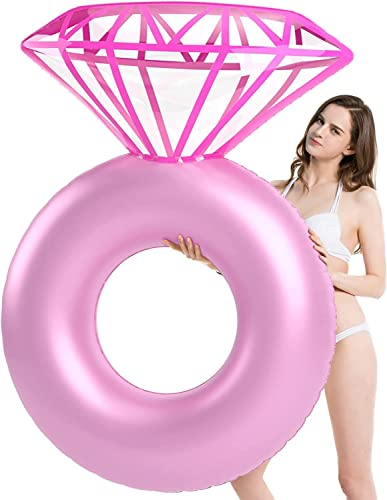 Aufblasbarer Diamond Ring Pool Float – Verlobungsring Bachelorette Party Float Stagette Dekorationen Swimming Tube Floaty Outdoor Water Lounge for Erwachsene und Kinder (Color : Pink)