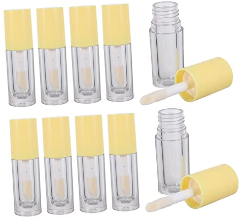 FRCOLOR 10pcs Lip Gloss Tubes Brush Refillable Portable Bottles for Lip Balm Liquid Blush and Cosmetic Crafts and Washable Design