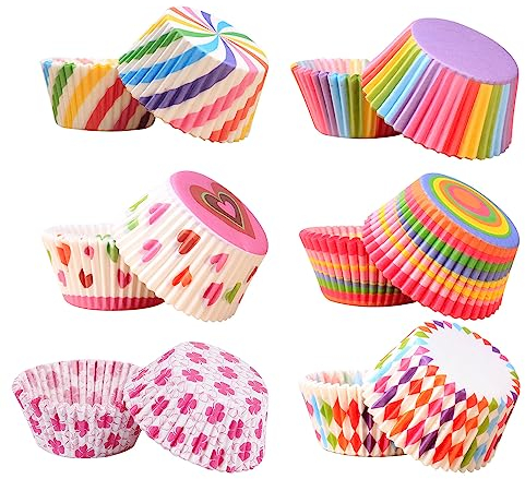 300 Individuales Papel Magdalenas, Moldes Para Magdalenas De Papel Arcoíris, Rainbow Papel, Para Hornear Pastel Tarta Cumpleaños Bodas Fiesta