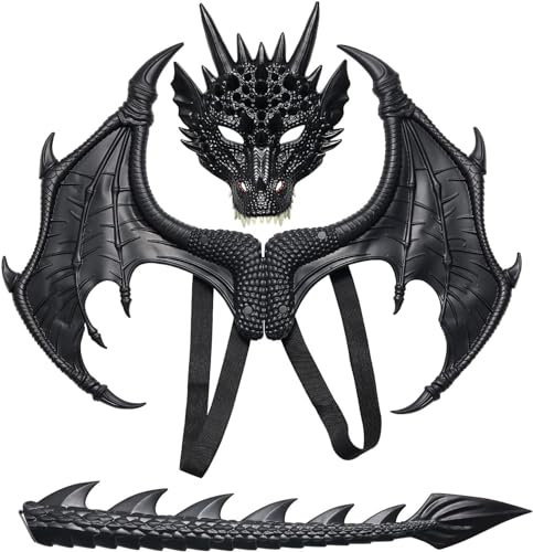 Sunshine smile Dragon Kostiim, costume de dragon pour enfant, ailes de dragon, masque de dragon d'Halloween, costim de dragon pour adultes, ensemble de cosplay dinosaure pour enfants, garçons, filles,