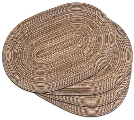 Noctiflorous Ovale geflochtene Platzsets, 30,5 x 45,7 cm, 4 Stück, für Esstische, natürlich gewebt, hitzebeständig, oval, Braun 4